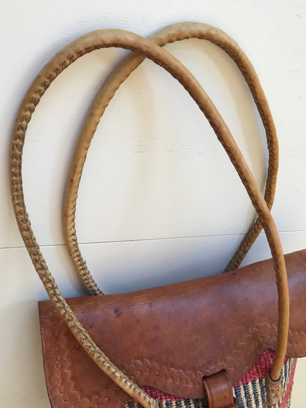 FESTIVAL 🔥 BOHO-CHIC VINTAGE TOOLED LEATHER FLAP WOVEN SISAL BAG - Picture 16 of 16